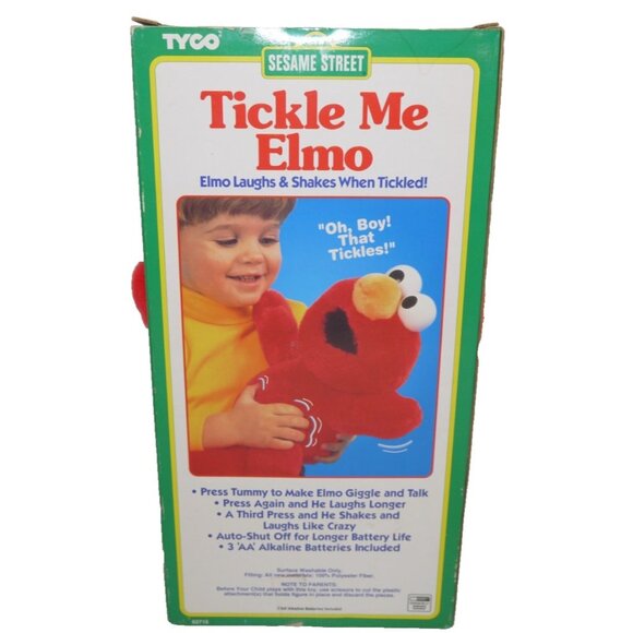 Tickle Me Elmo Sesame Street 14" talking plush doll TYCO 1996 NEW, BOX DAMAGED - Picture 3 of 4